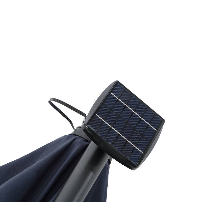 9.67 ft. Steel Market Outdoor Patio Umbrella with 40 lights, Solar LED Offset Hanging Umbrella (No Base)