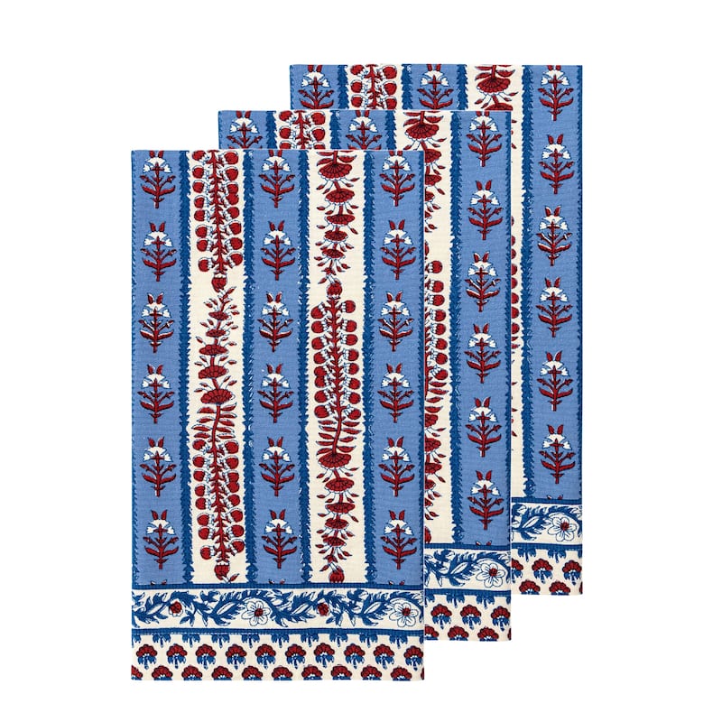 Couleur Nature Provence Avignon Tea Towels - Set of 3 - Red/Blue