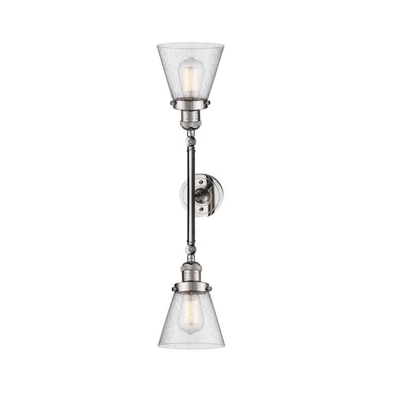 Innovations Lighting Small Cone 2 Light 23" Wide Bathroom Vanity Light - Polished Nickel / Seedy