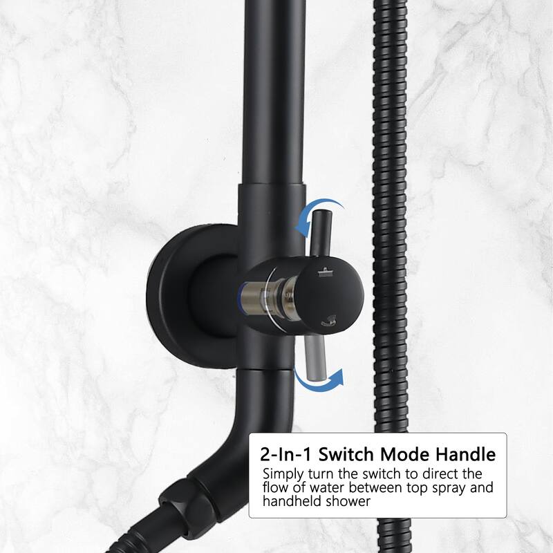Wall Mounted Rain Showerhead and Hand Shower System with Adjustable Slide Bar (Rough-in Valve Included)