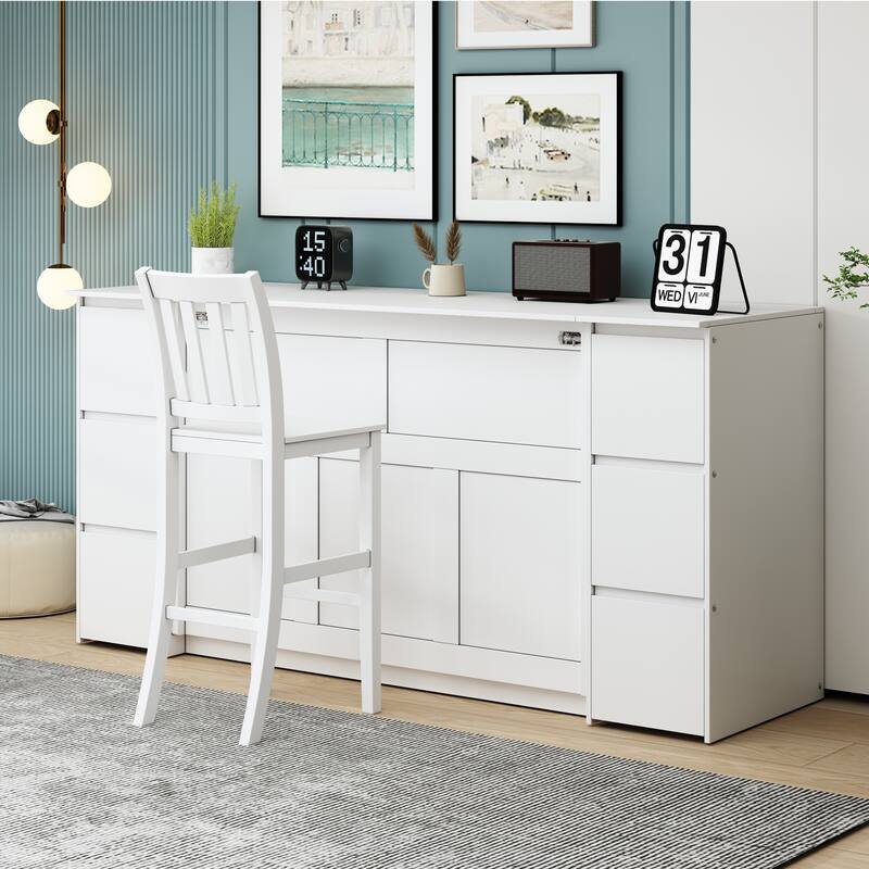 Murphy Bed with Drawers, Cabinets, USB Ports