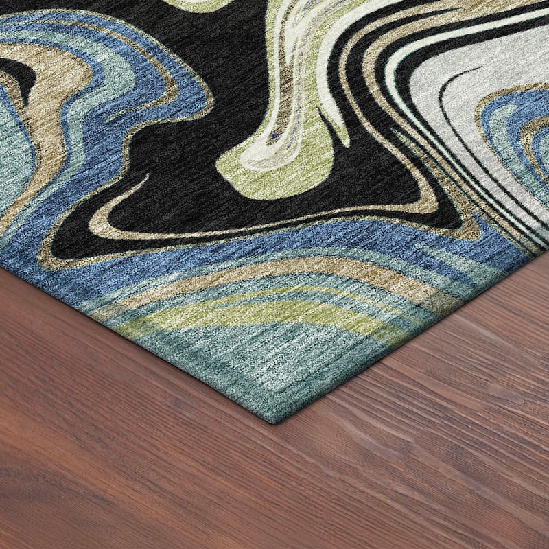 Machine Washable Indoor/ Outdoor Contemproary Fusion Chantille Rug