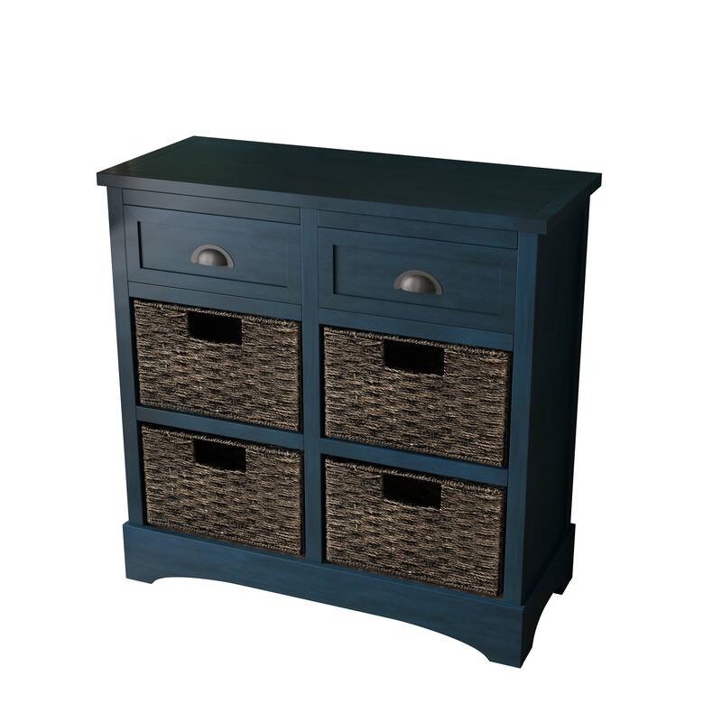 Rustic Storage Cabinet with Two Drawers and Four Basket