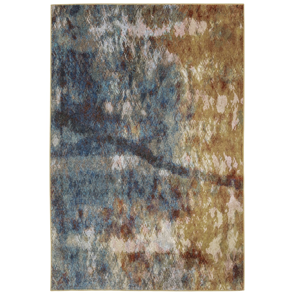 Vista Home Vance Contemporary Abstract Blue/Gold Area Rug