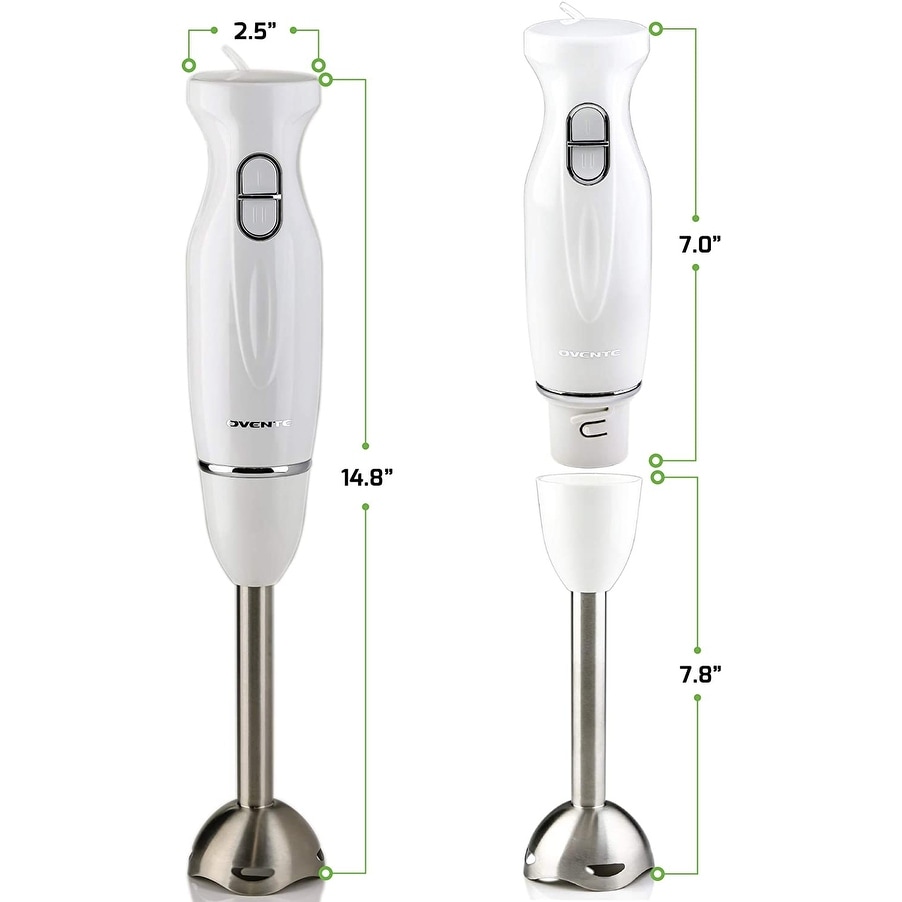 Ovente Electric Cordless Immersion Hand Blender 200 Watt 8-Mixing Speed  with Stainless Steel Blades, Heavy