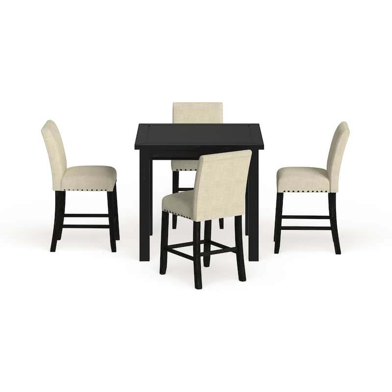 Pave Transitional Black Wood 5-Piece Counter Height Dining Set by Furniture of America