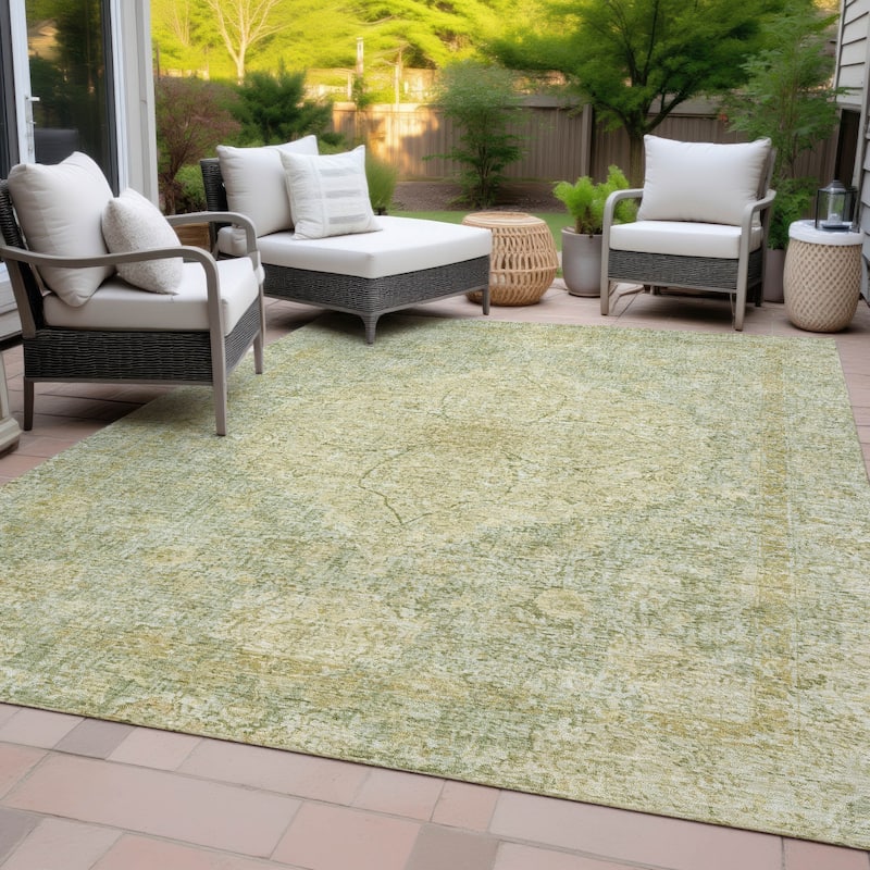 Machine Washable Indoor/Outdoor Traditional Global Chantille Rug