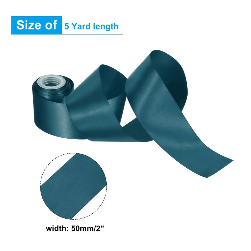 2" 5 Yard Double Faced Solid Satin Ribbon Polyester Fabric - Dark Green