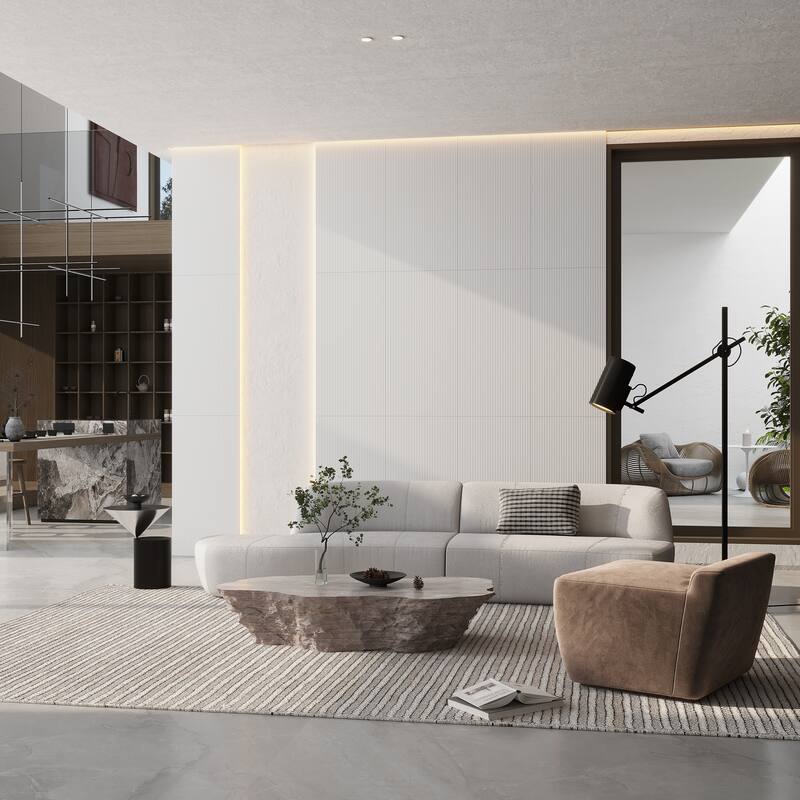 Terrain 24x48 White Porcelain Large Format Ribbed Wall Tile (15.55 sq ft/case) - 2 Pack