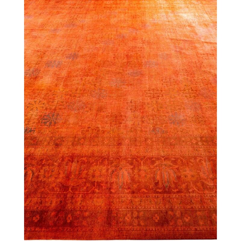 Overdyed, One-of-a-Kind Hand-Knotted Area Rug - Orange - 11' 10" x 16' 10"