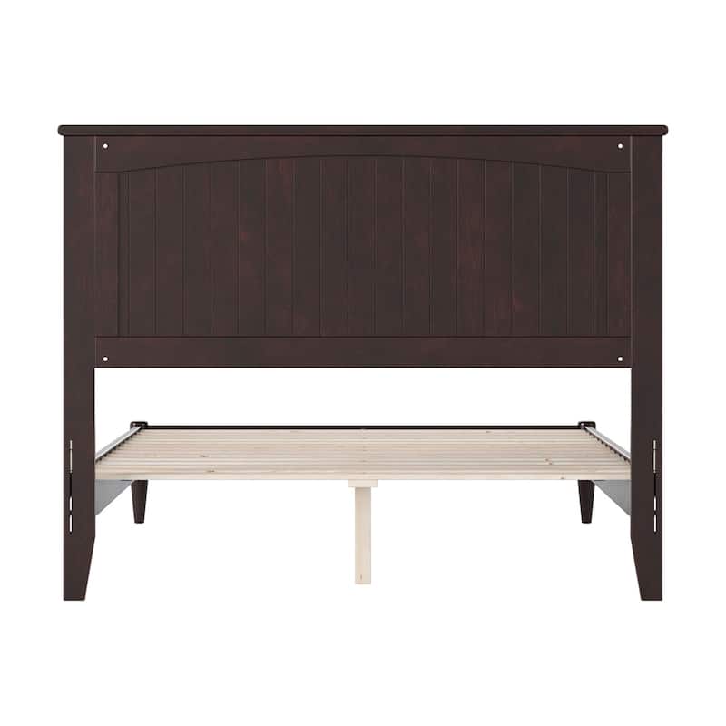 Full Size Platform Bed - Solid Wood Low Profile Bed Frame with USB Ports - Espresso Finish
