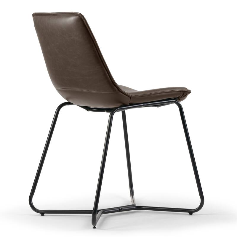 Set of 2 Amery Iron Frame Vintage Brown Faux Leather Dining Chair