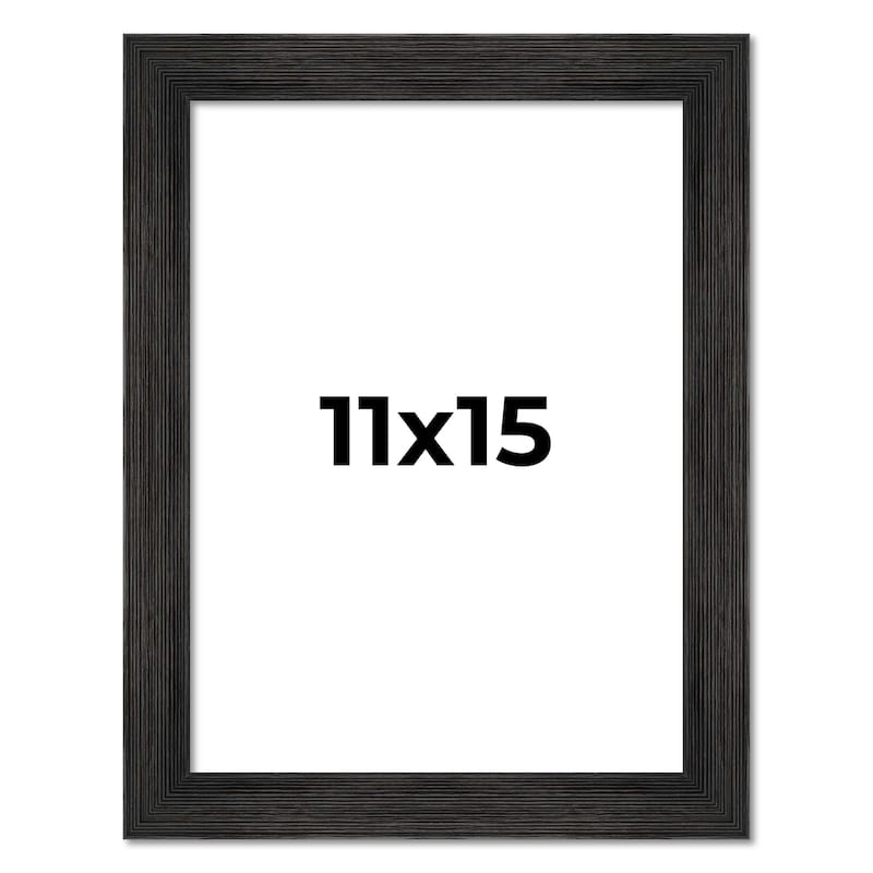 11x15 Black Rustic Wide Barnwood Picture Frame - UV Acrylic, Foam Board Backing, Hanging Hardware - Holds 11x15 Photo