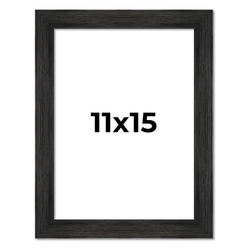 11x15 Black Rustic Wide Barnwood Picture Frame - UV Acrylic, Foam Board Backing, Hanging Hardware