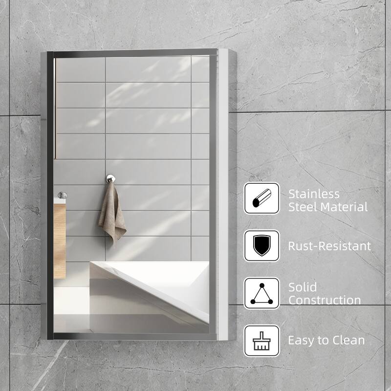 Mirrored Cabinet Medicine Cabinet Wall-Mounted Storage Organizer