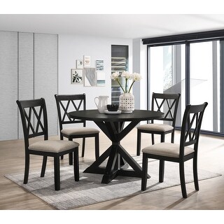 Rustic Dining Table Set with Cottage Oak Finish and Chenille ...