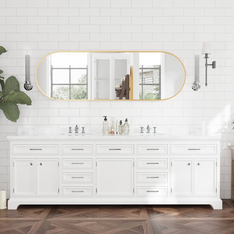 Rust-Proof Brushed Aluminum Frame Oval Full-Length Mirror