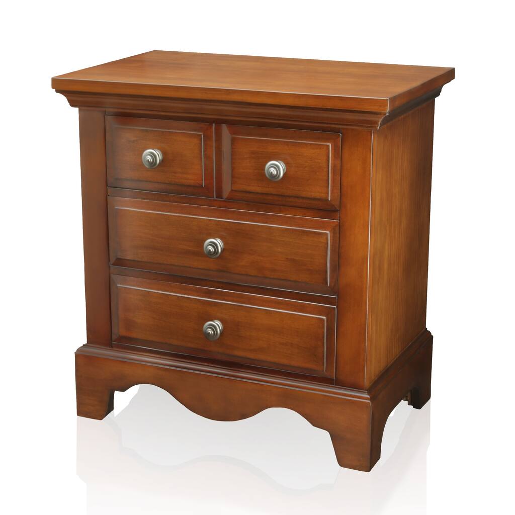 Furniture of America Aofi Traditional Walnut Solid Wood Nightstand