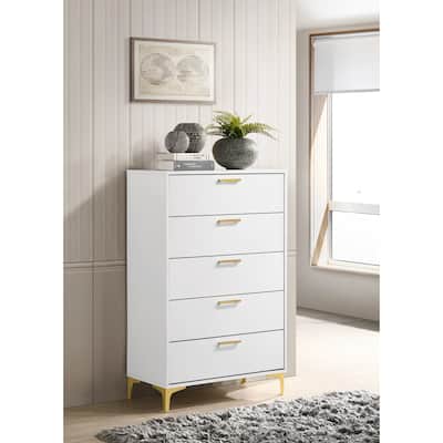 Karena White Rectangular 5-Drawer Chest