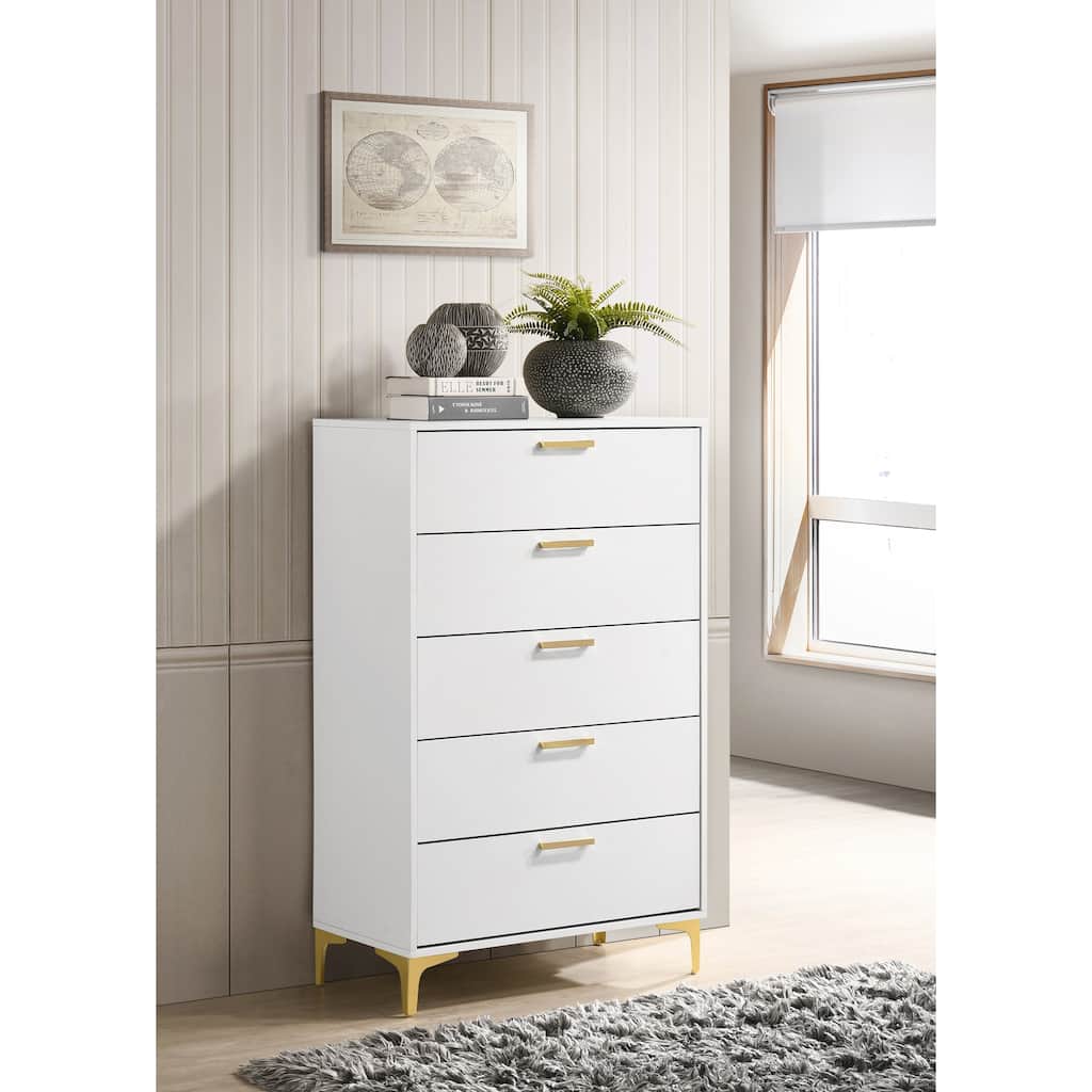 Karena White Rectangular 5-Drawer Chest