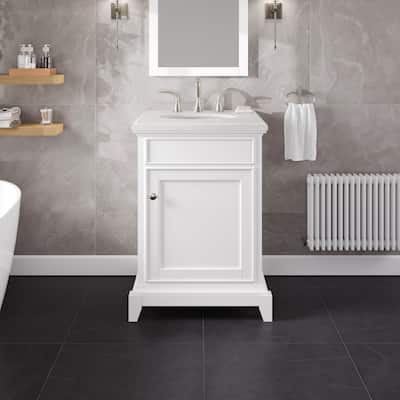 Elite Stamford 24 in. Single Sink Bath Vanity with Carrara Quartz Top and Undermount Porcelain Sink