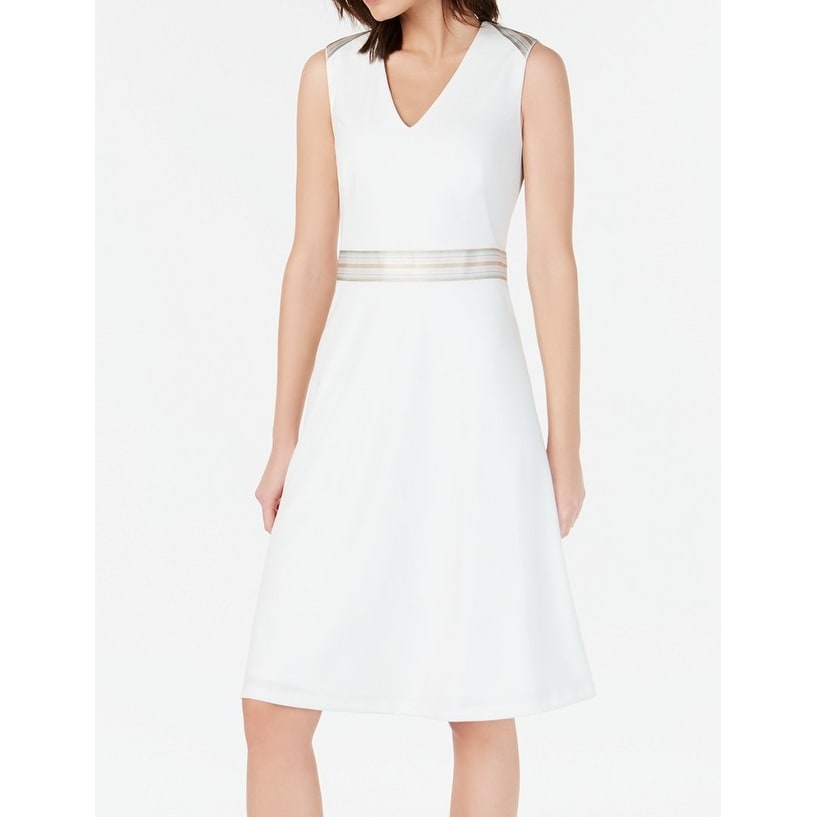 macys calvin klein white dress