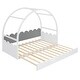 preview thumbnail 13 of 30, Twin Size House Bed Vaulted Roof Bed with Stretchable Trundle & Fence, Unique Adjustable Grounded Bed Twin to King Bed Frame