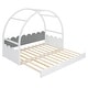 preview thumbnail 17 of 22, Twin Size Stretchable Vaulted Roof Bed, Children's Pine Wood Bed Frame with Three-Sided Guardrail, No Noise/Easy Assembly