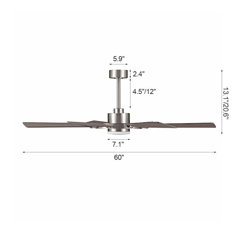 WINGBO 60-inch/72-inch 8-Blades Indoor DC Motor Ceiling Fan With LED Light and Remote Control