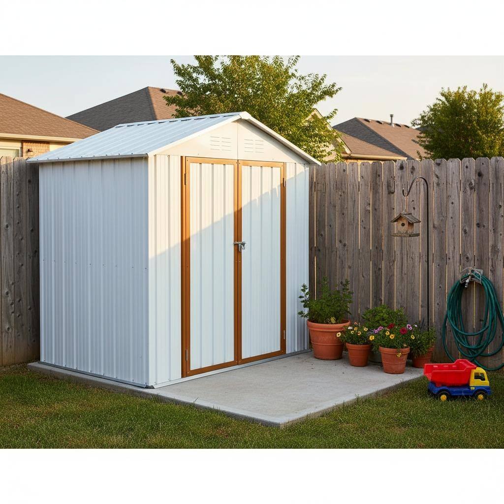6x4 Ft Outdoor storage sheds Apex roof White & Yellow