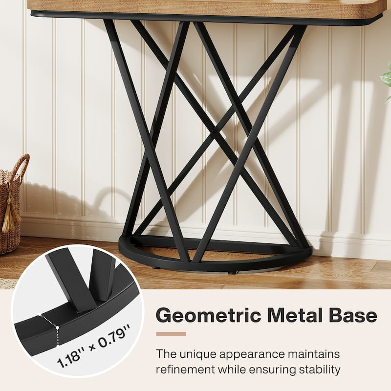 41" Console Table with Metal Geometric Base for Entryway, Living Room