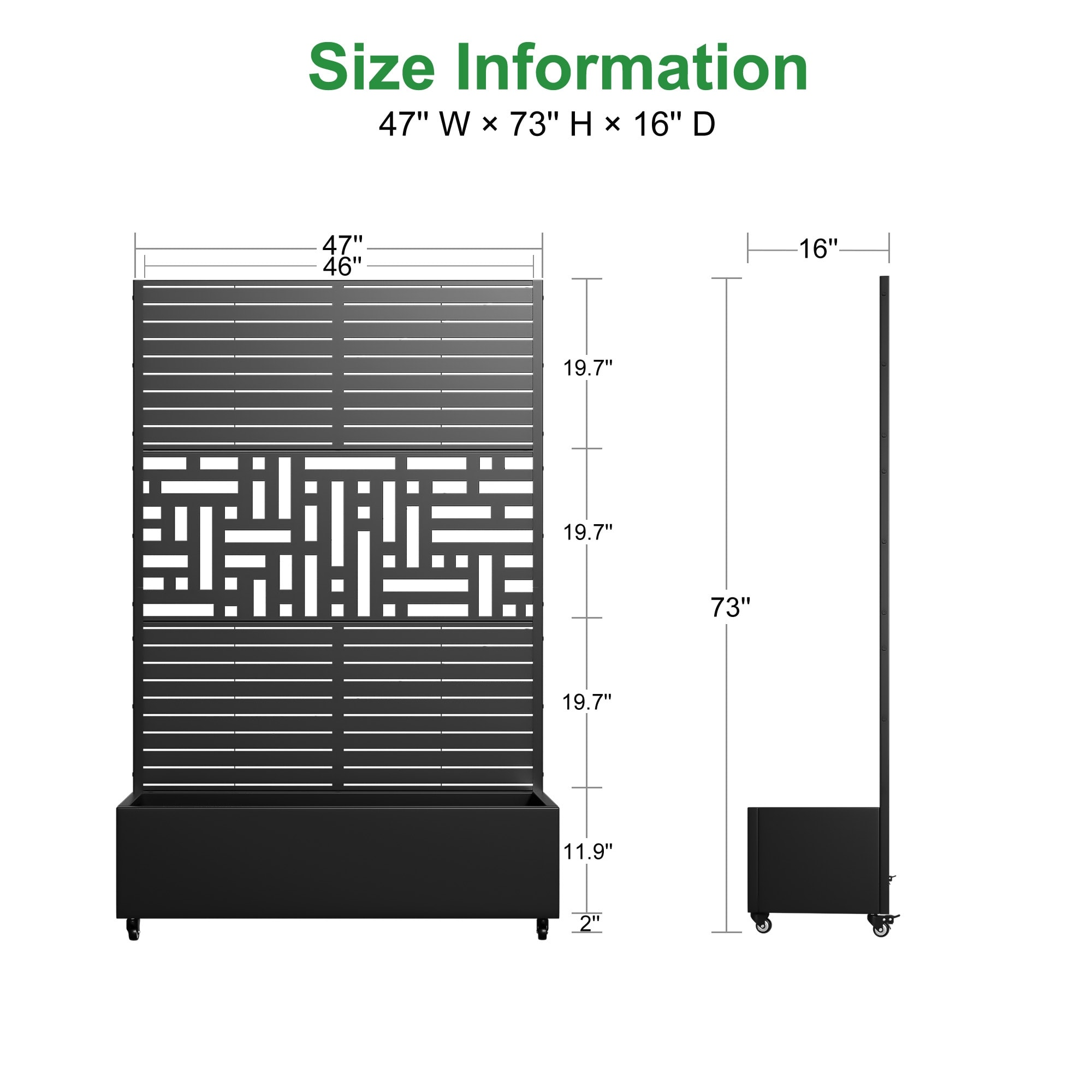 Metal Movable Planter Box with Trellis Privacy Screen Planter Box