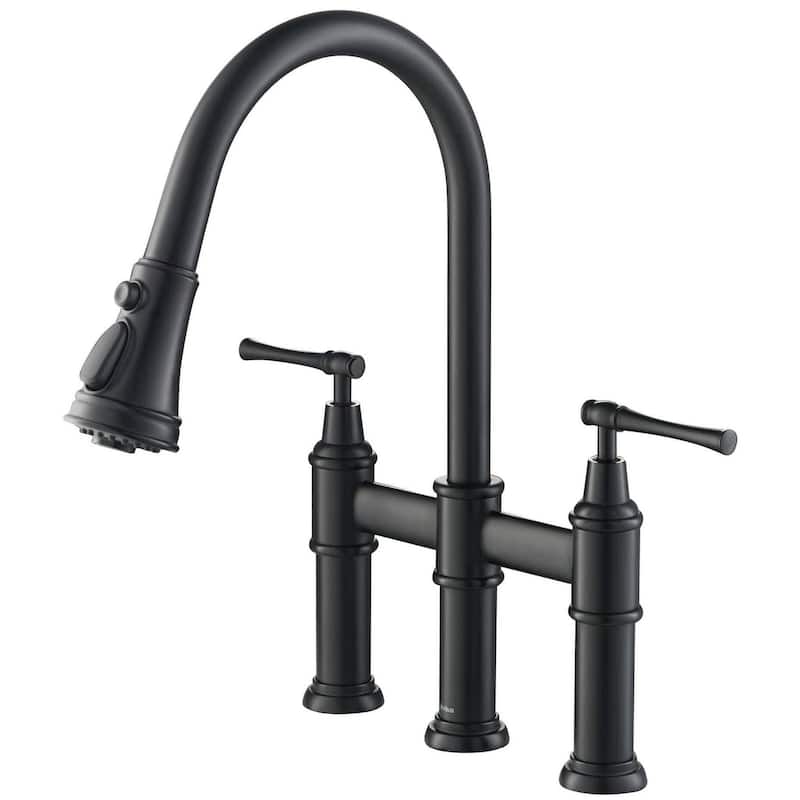 Kraus Allyn 1.8 GPM Bridge Pull Down Kitchen Faucet - Matte Black