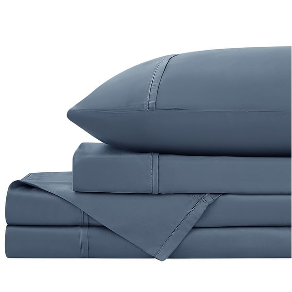 Atluxe Premium Viscose Bamboo Sheet Set – Queen, Slate Blue, 4PC, Cooling & Hypoallergenic