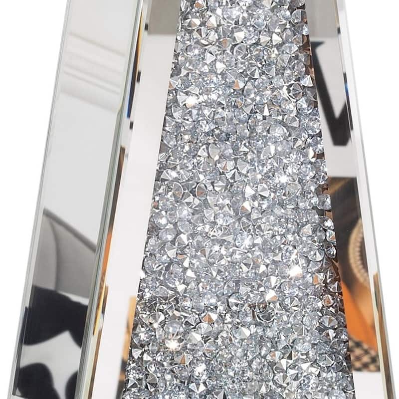 12" Silver Faux Crystal And Mirrored Glass Table Vase - 3.11