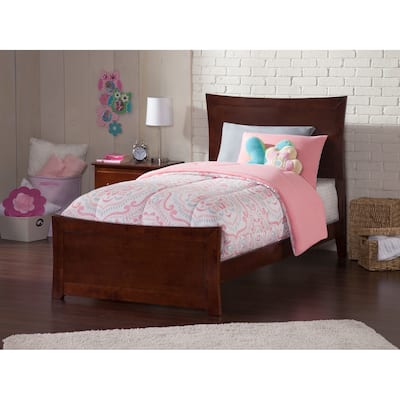 Metro Twin XL Foundation Bed Frame with Matching Foot Board in Walnut