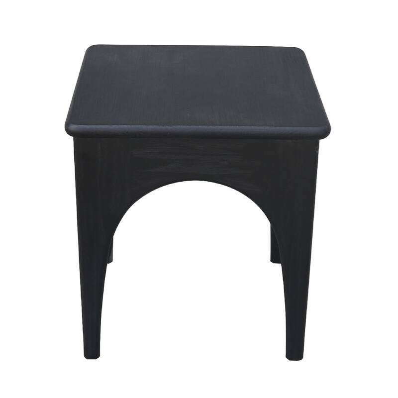 Areo Side End Table, 22 Inch Square Top w Curved Legs, Matte Black