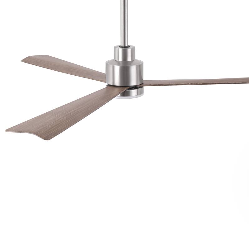 52" Brushed Nickel ABS 3-Blade Dimmable Ceiling Fan with Light and Remote