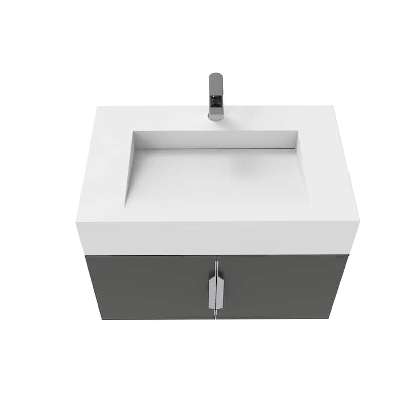 Nile 30-Inch Wall Mounted Bathroom Vanity Set w/ White Top