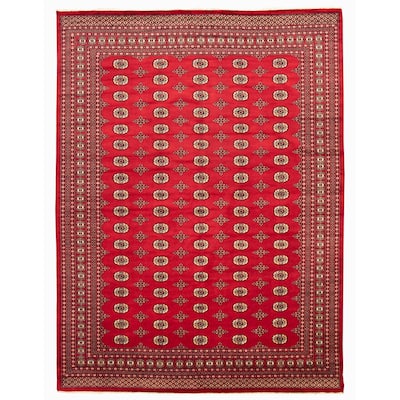 ECARPETGALLERY Hand-knotted Finest Peshawar Bokhara Dark Red Wool Rug - 9'1 x 12'1