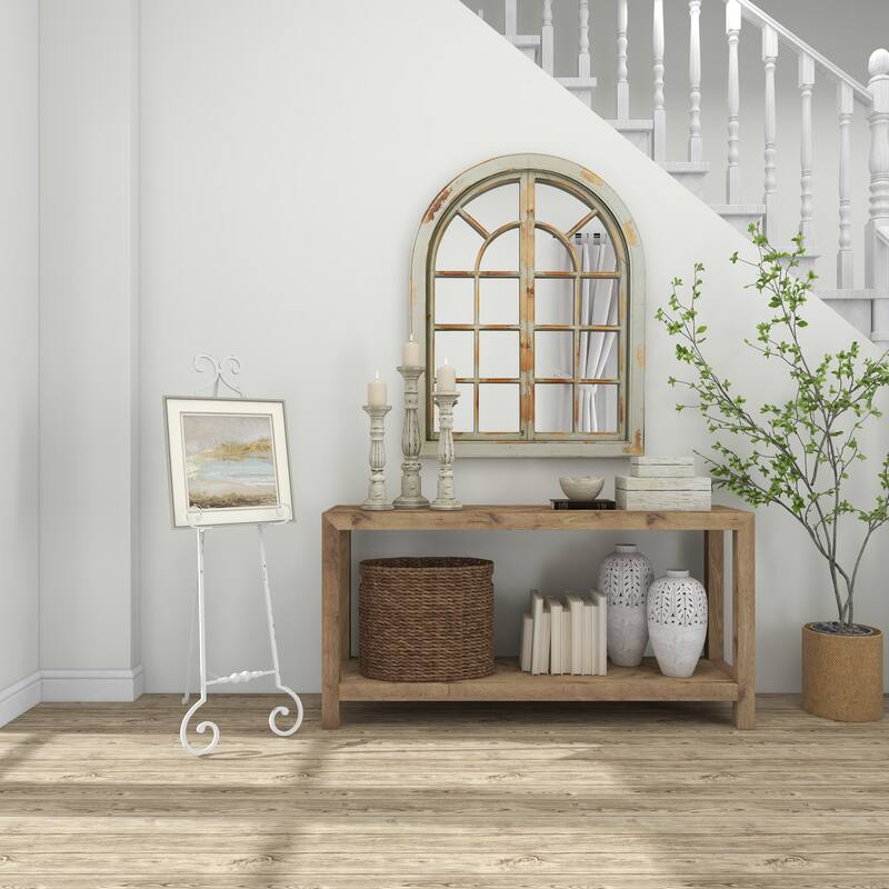 Metal Scroll Large Adjustable 3 Tier Display Easel with Chain Support - White - Roche River Decor