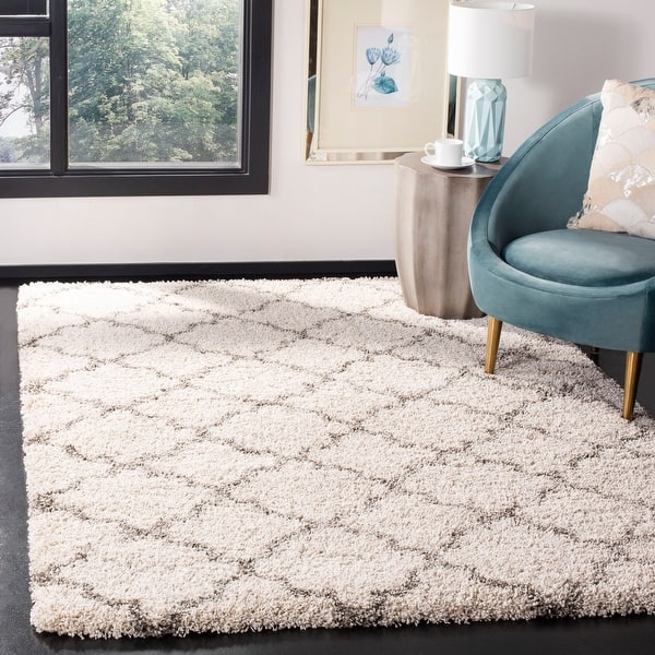 slide 2 of 122, SAFAVIEH Hudson Shag Vitchka Glam Trellis 2-inch Area Rug 3' x 5' - Ivory/Grey