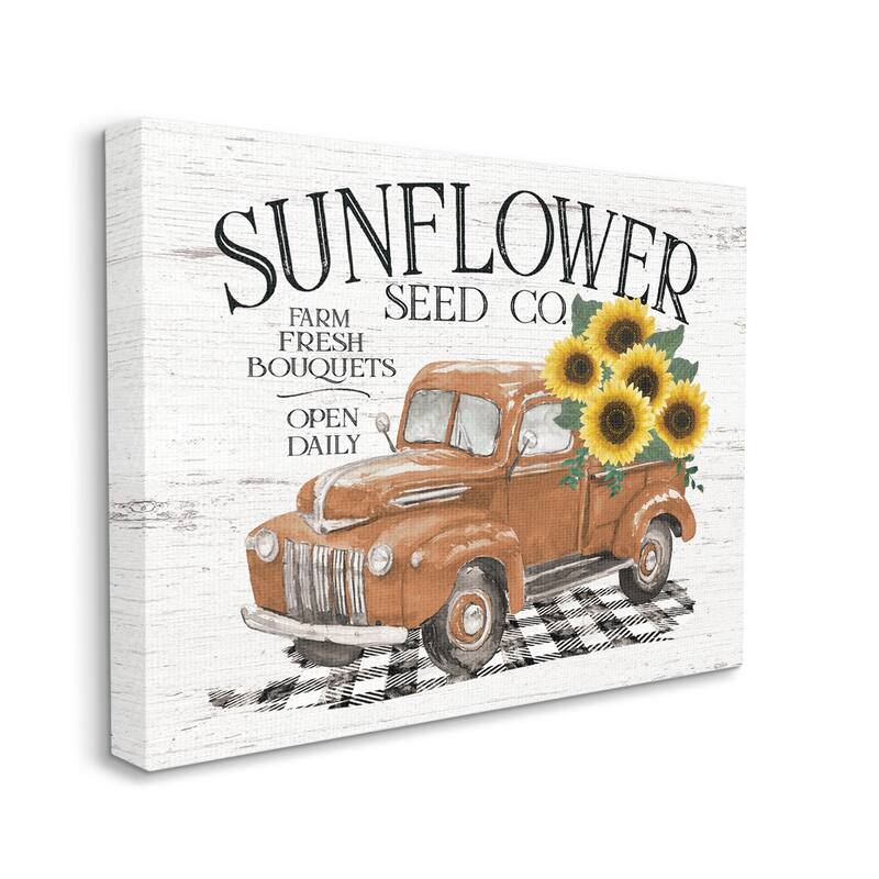 Stupell Vintage Sunflower Seed Co. Advertisement Red Farm Truck Canvas Wall Art - Orange