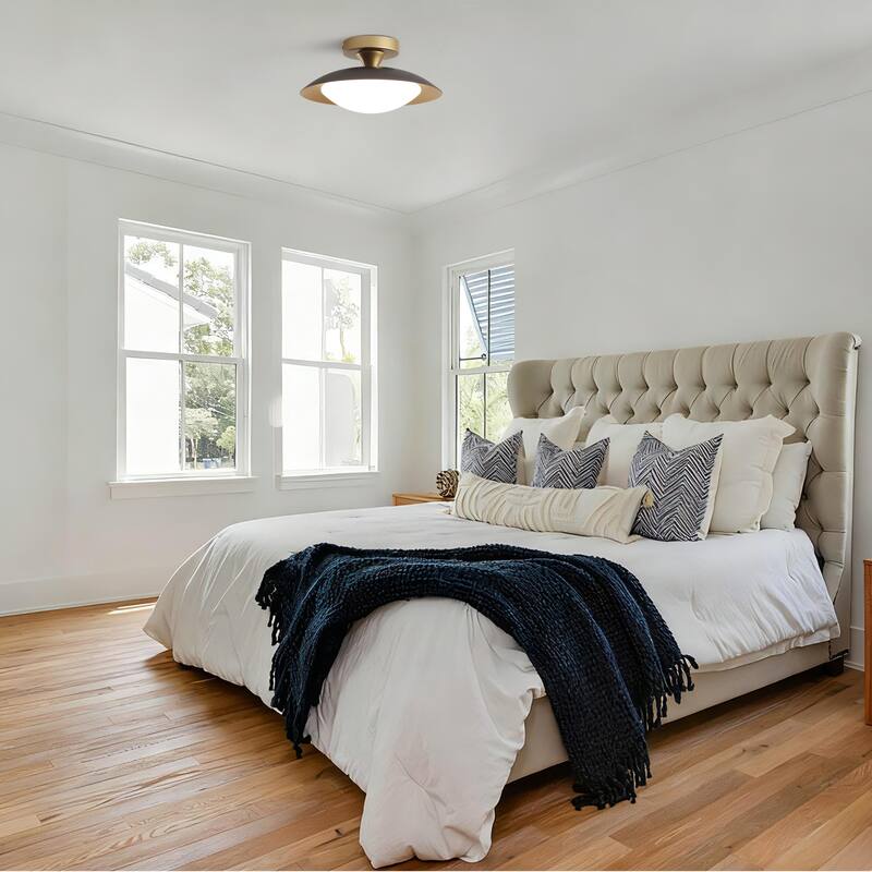 11.8-in W LED Compatible Mid-Century Modern Semi Flush Mount Ceiling Light