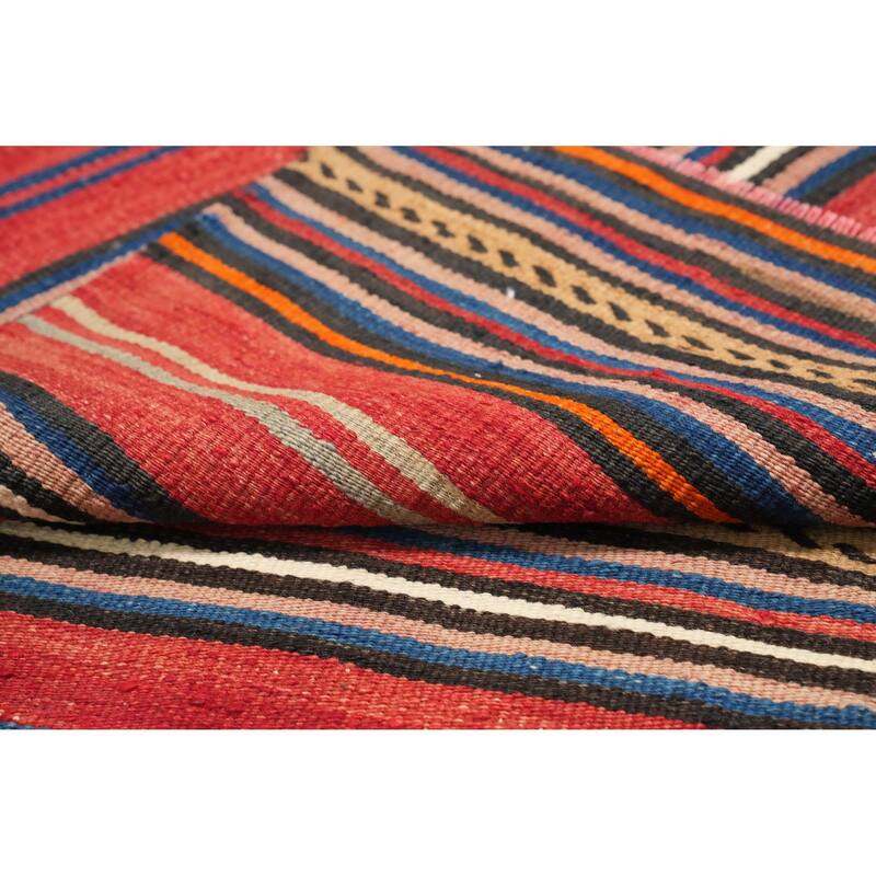 Hand Woven Oriental 100% Wool Carpet Southwestern Geometric Oranges & Rust Kilim Area Rug - 7' 11'' X 5' 2''