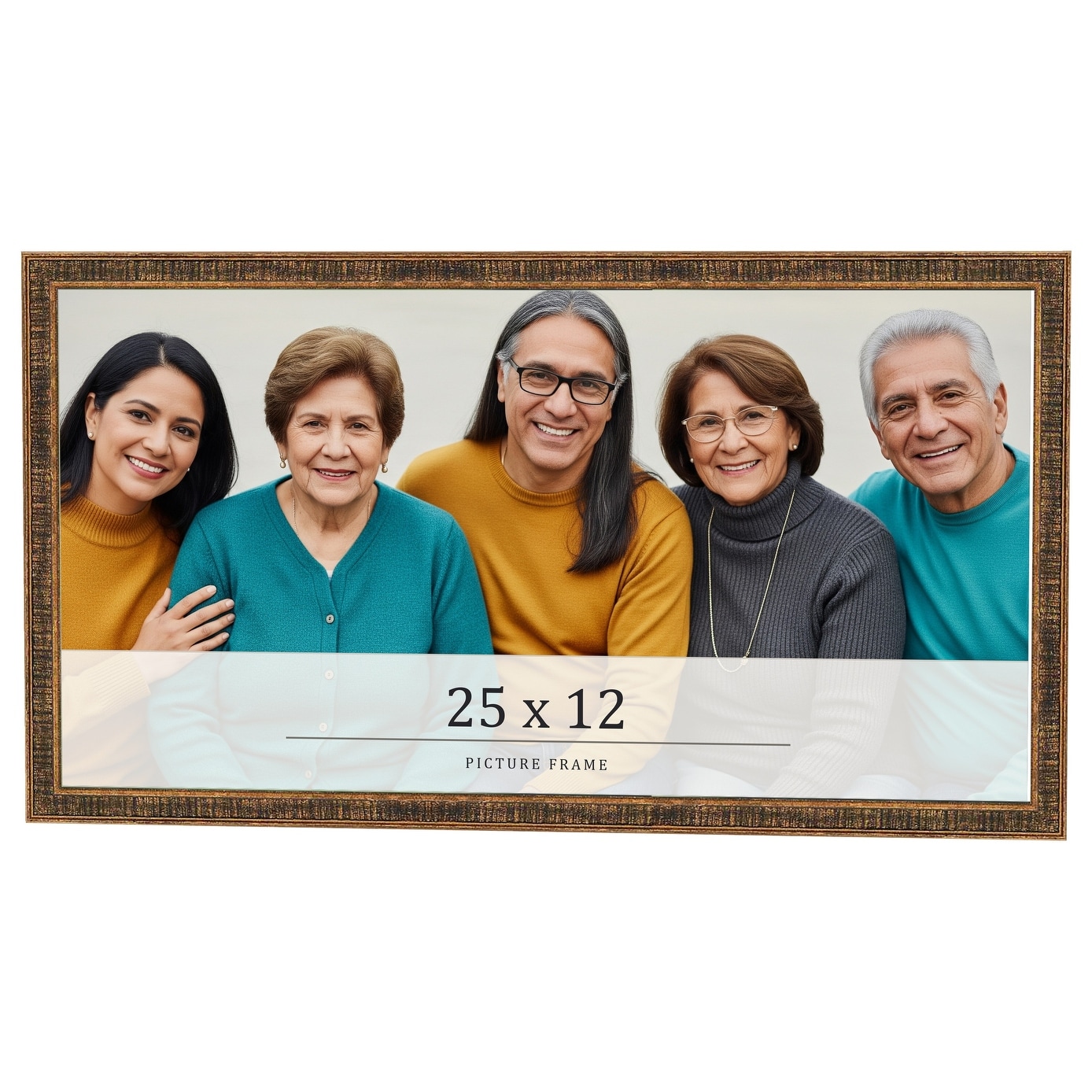 25x12 Frame Gold Kingsley Distressed Solid Wood Picture Frame Width
