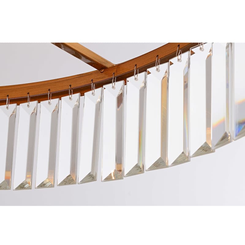 Clarisa Brushed Brass 6-light Glam Crystal Glass Prism Drum Chandelier - 24 inches in diameter x 5 inches H