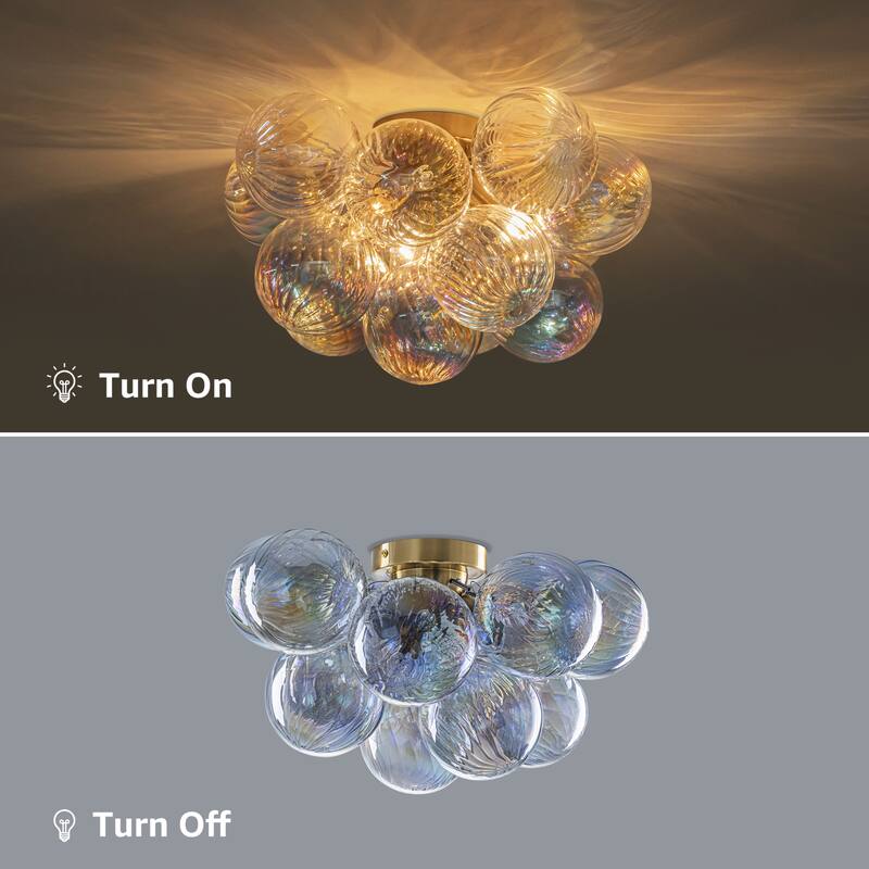 Starsky 3-Light 18in. Contemporary Glass Bubble Semi Flush Mount