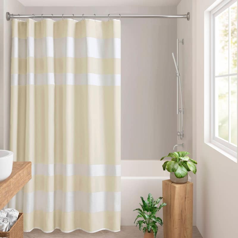 Madison Park Spa Waffle Shower Curtain with 3M Treatment - 72x78" - Cream