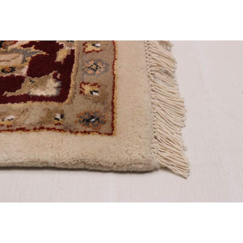ECARPETGALLERY Hand-knotted Finest Agra Jaipur Ivory Viscose, Wool Rug - 7'7 x 9'11